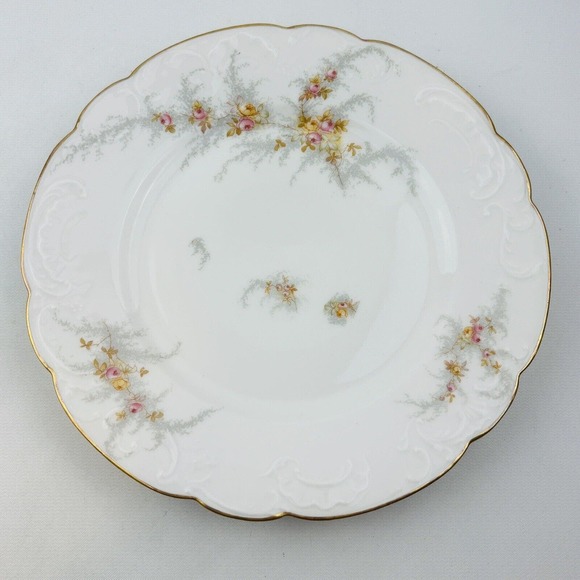 Limoges Elite 5 Salad Plate Lot Pink Yellow Floral Spray Gold Rim J.Mc.D&S - Picture 3 of 6
